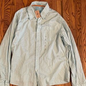 Duck Head Shirt Mens XXL‎ 2XL Aqua Blue Long Sleeve Athletic Fit Made Hong Kong